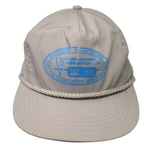 Sportcap 5 Panel Hat Beige Blue OS Adjustable Rope Clark-Schwebel Graphic